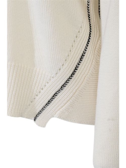 Dolcevita in lana merinos con ricami a contrasto Alpha studio | AD-4092G2003